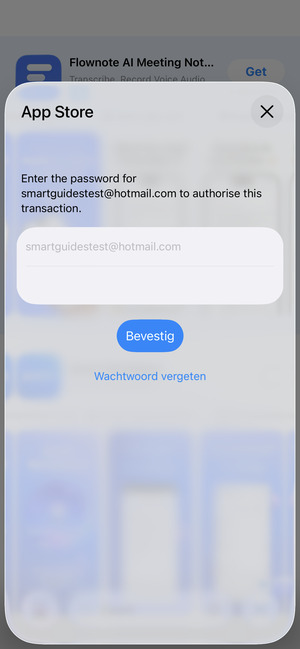 Voer uw Apple ID gebruikersnaam en wachtwoord in en selecteer Bevestig