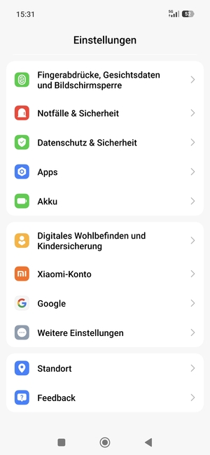 Scrollen Sie und wählen Sie Standort