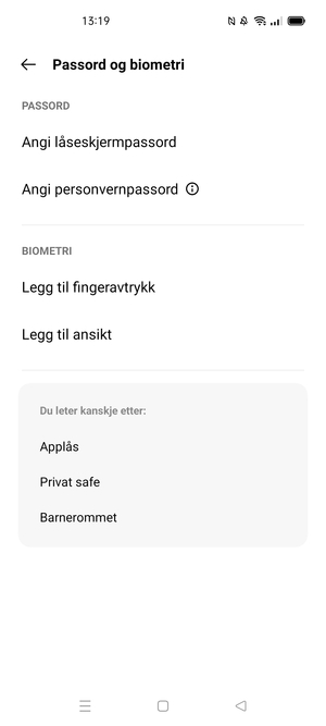 Velg Angi låseskjermpassord