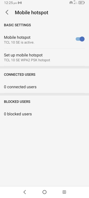 Your phone is now set up for use as a modem