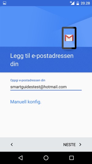 Skriv inn e-postadresse og velg NESTE