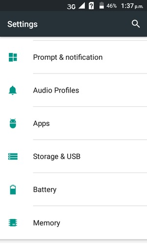Scroll to and select Battery 