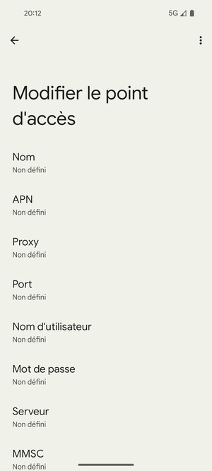 Saisissez les informations Internet