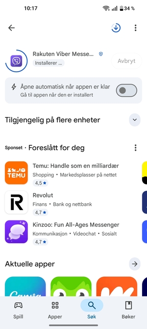 Vent til installasjonen er ferdig