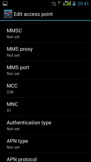 Scroll down and enter MMS information