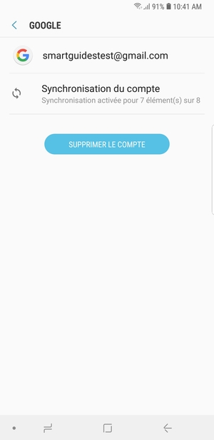 Sélectionnez Synchronisation du compte