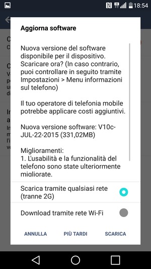 Se il tuo telefono non è aggiornato, seleziona SCARICA