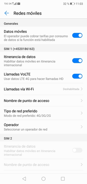 Activar o desactivar Itinerancia de datos