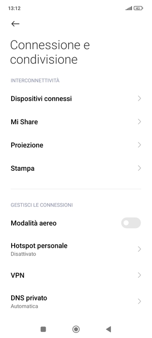 Seleziona Hotspot personale