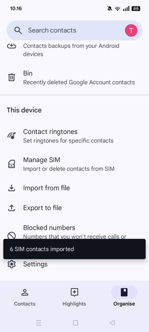 Your contacts will be saved to your Google account and saved to your phone the next time Google is synced.