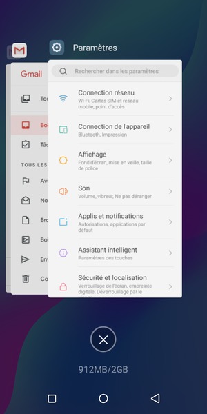 Sélectionnez l'icône Supprimer pour fermer toutes les applis en cours d'exécution