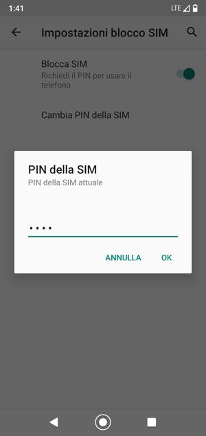 Inserisci PIN della SIM attuale e seleziona OK
