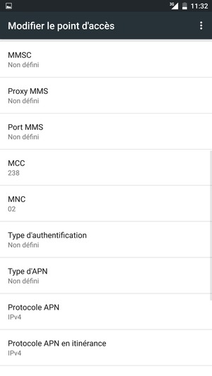 Faites défiler vers le bas et saisissez les informations Internet