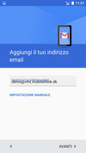 Inserisci il tuo indirizzo email e seleziona AVANTI