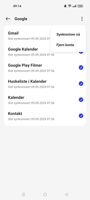 Velg Synkroniser nå