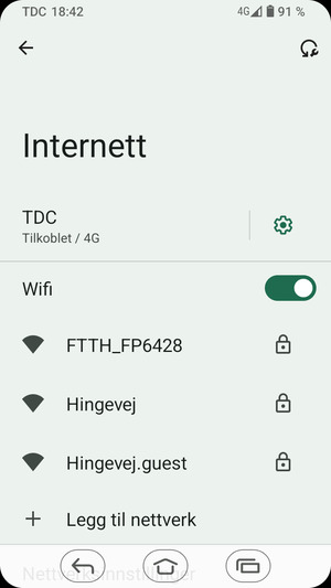 Velg det trådløse nettverket du vil koble til