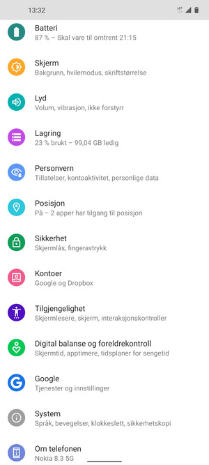 Bla til og velg Sikkerhet