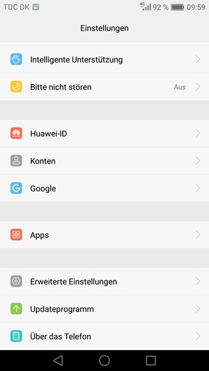 Scrollen Sie und wählen Sie Konten