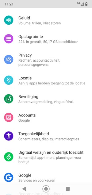 Scroll naar en selecteer Locatie