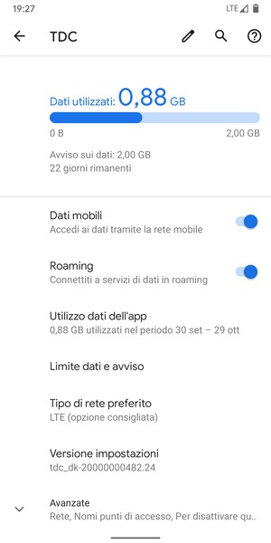 Attiva o disattiva Roaming