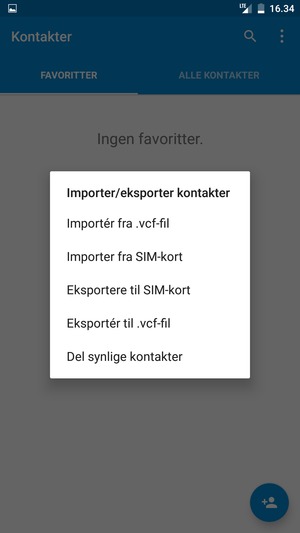 Velg Importer fra SIM-kort