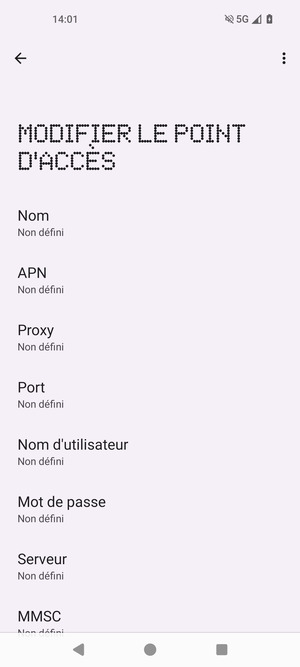 Saisissez les informations MMS