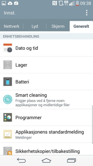 Velg Generelt og Batteri