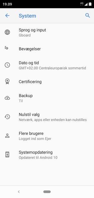 Vælg Systemopdatering