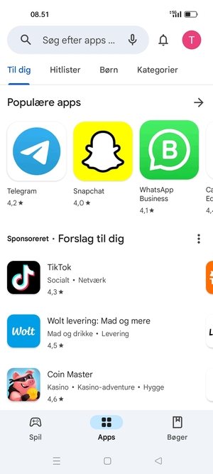Vælg søgefeltet