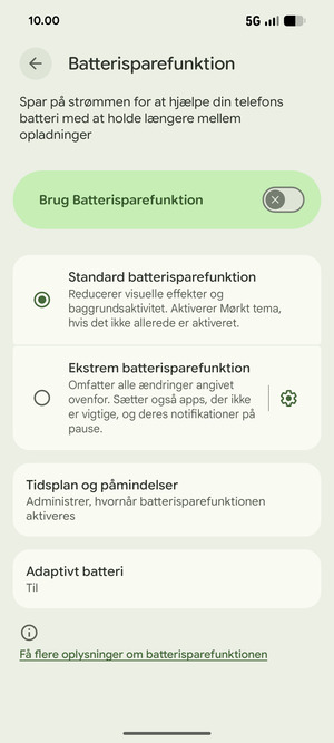 Aktivér Brug Batterisparefunktion