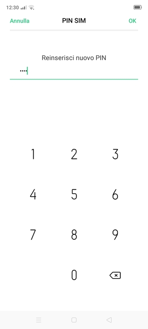 Conferma il nuovo PIN SIM e seleziona OK