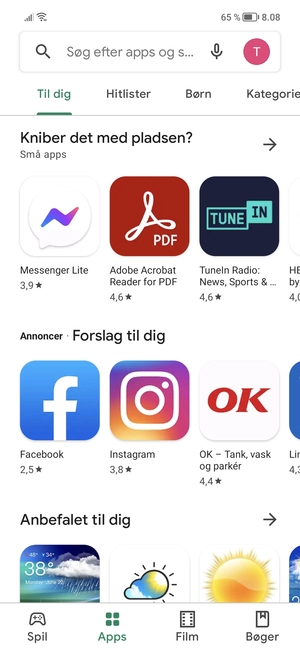 Vælg søgefeltet