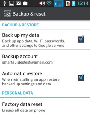 Select Backup account