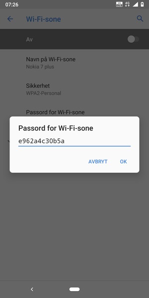 Skriv inn et Wi-Fi hotspot-passord på minst 8 tegn og velg OK