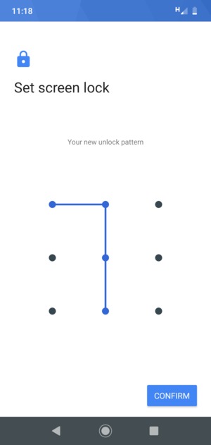 Draw the unlock pattern again and select CONFIRM