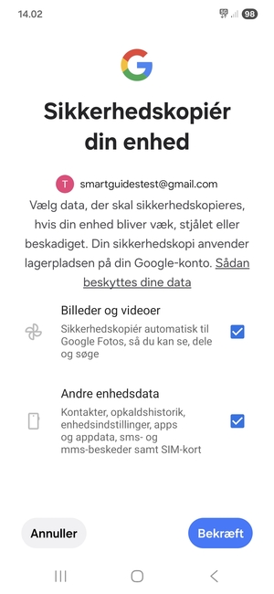 Vælg dine foretrukne muligheder og vælg Bekræft