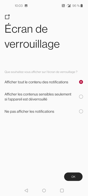 Sélectionnez votre option préférée et sélectionnez OK