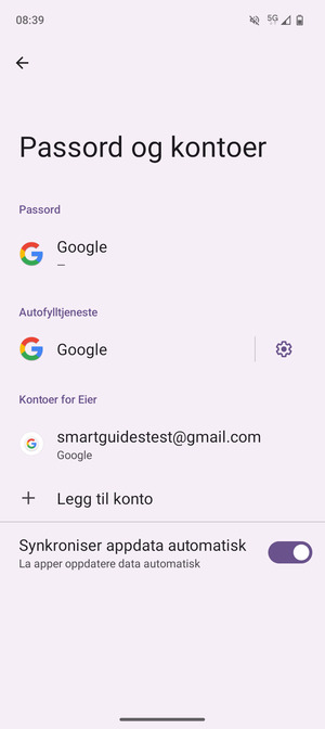 Velg din Google-konto