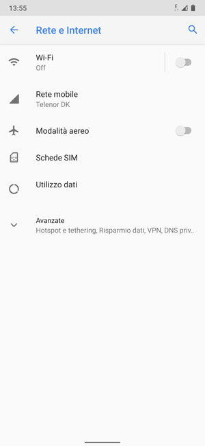 Seleziona Rete mobile