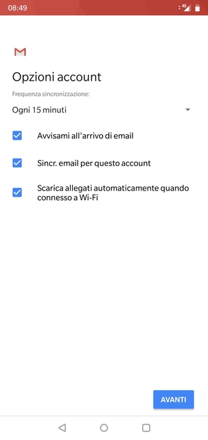Seleziona AVANTI