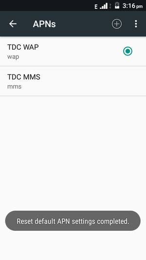 Your phone will reset to default Internet and MMS settings