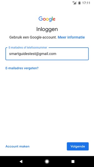 Voer uw Gmail adres in en selecteer Volgende