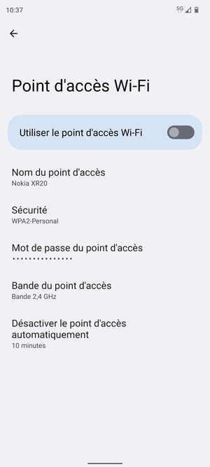 Sélectionnez Mot de passe du point d'accès