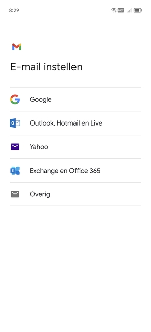 Selecteer Exchange en Office 365