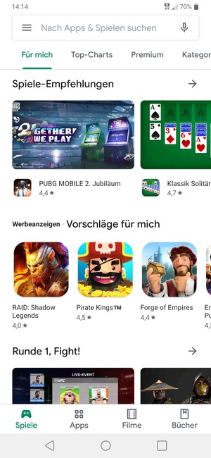 Wählen Sie die Suchleiste