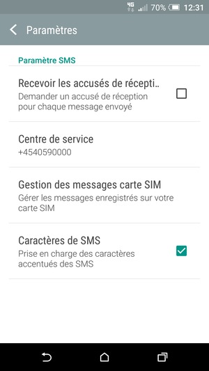 Sélectionnez Centre de service