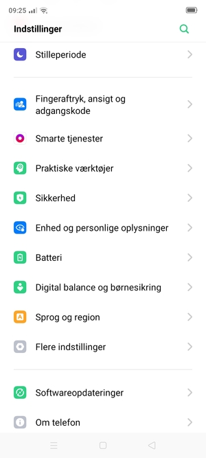 For at aktivere din skærmlås, gå til menuen Indstillinger og vælg Fingeraftryk, ansigt og adgangskode