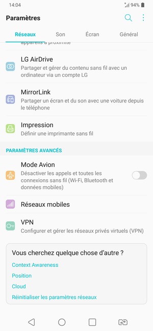 Faites défiler et sélectionnez Réseaux mobiles