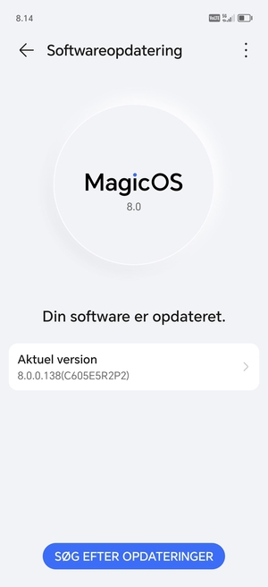 Hvis din telefon er opdateret, vil du se følgende skærmbillede