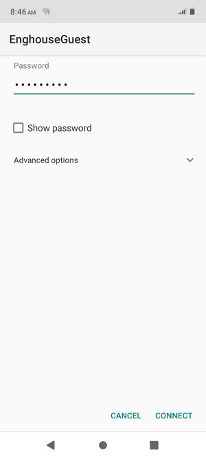 Enter the Wi-Fi password and select CONNECT